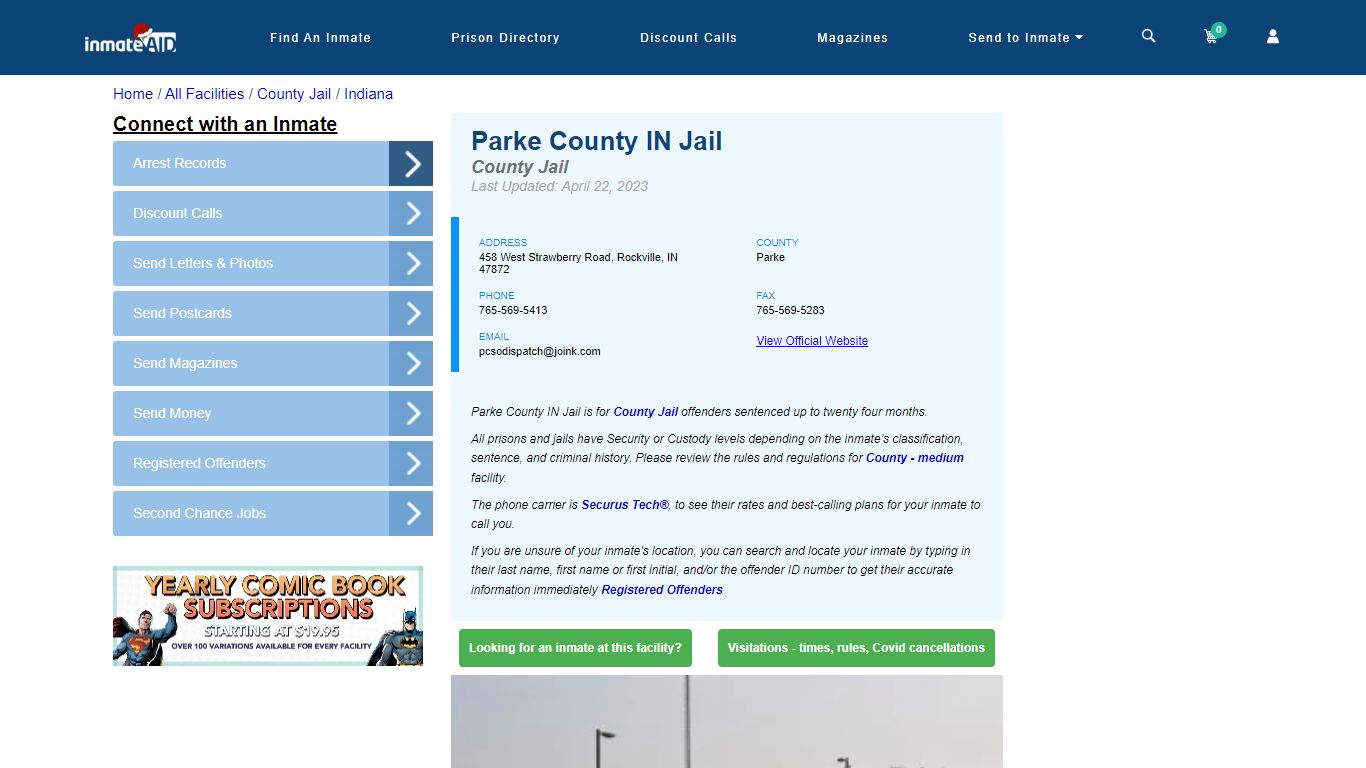 Parke County IN Jail - Inmate Locator - Rockville, IN