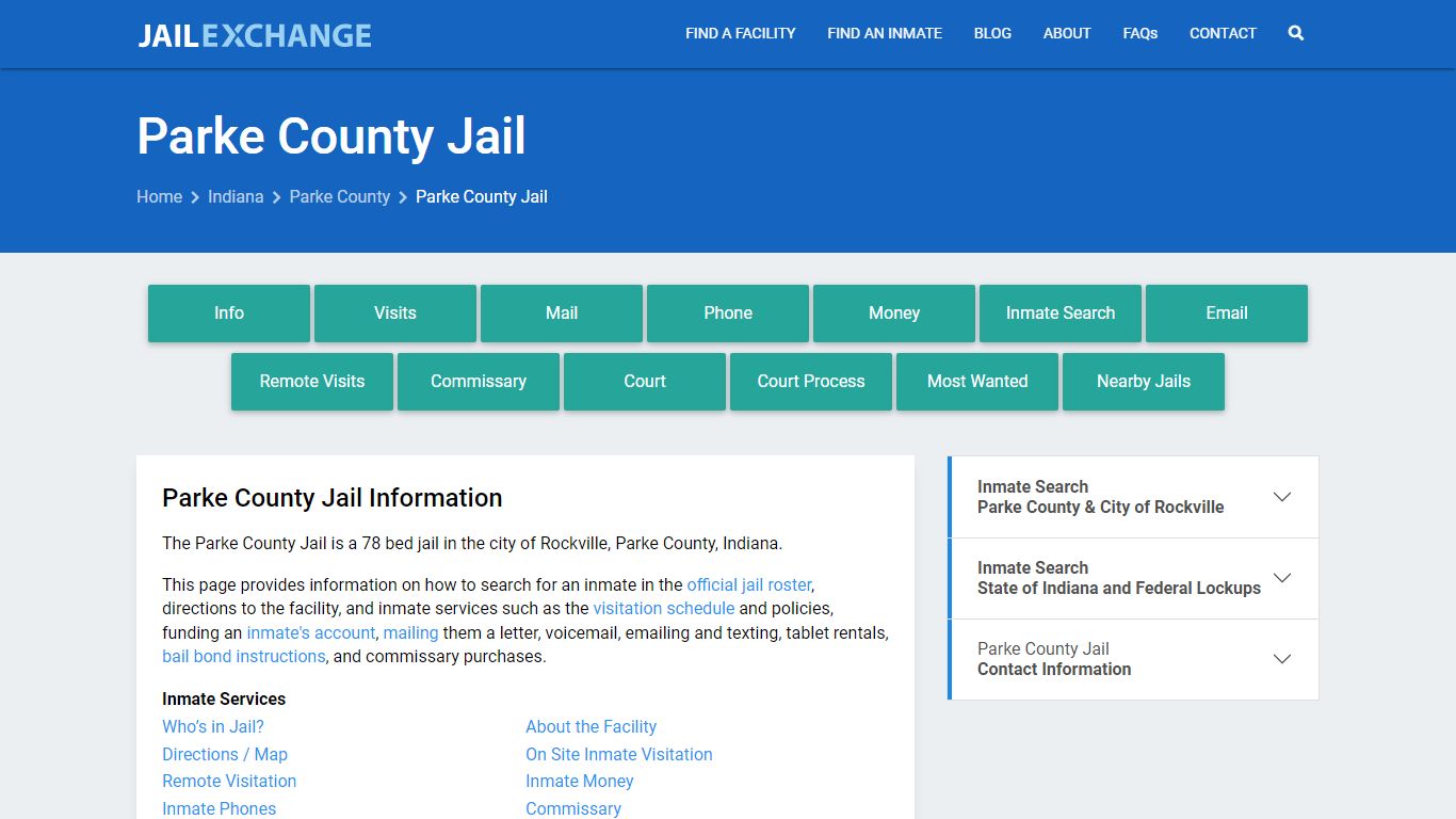 Parke County Jail, IN Inmate Search, Information - Jail Exchange